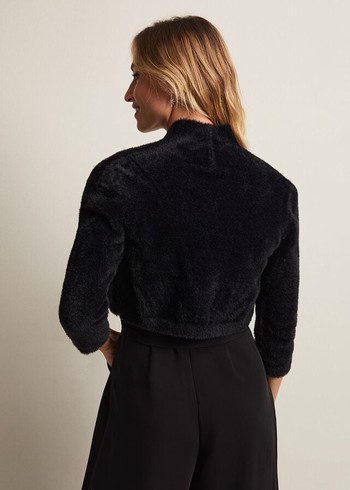 Phase Eight Fay Fluffy Bolero Knitwear Black Canada | JSGCZH-456